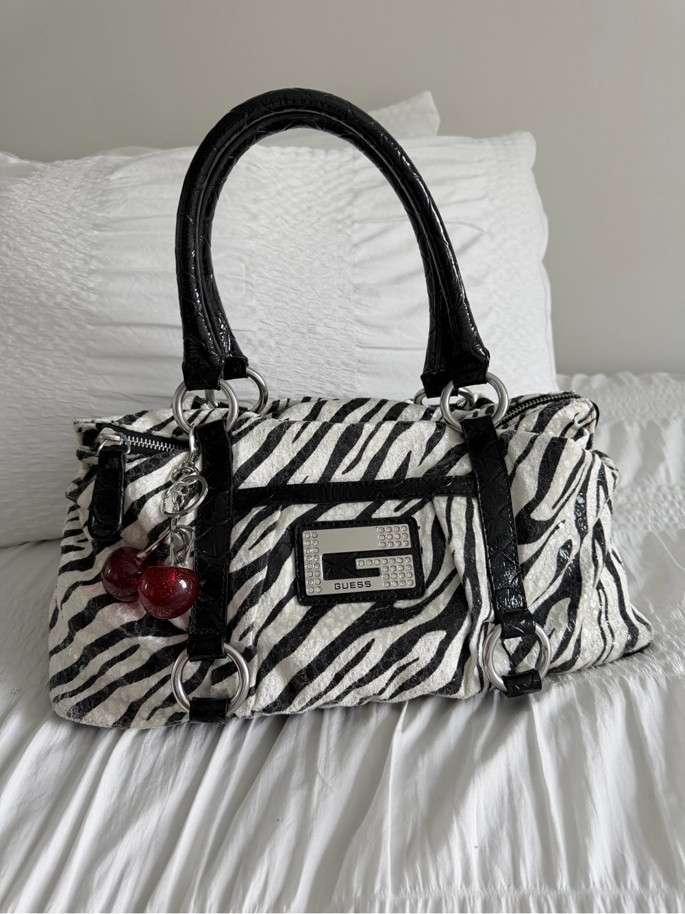Vintage Guess Slouchy Zebra Print Tote Bag
